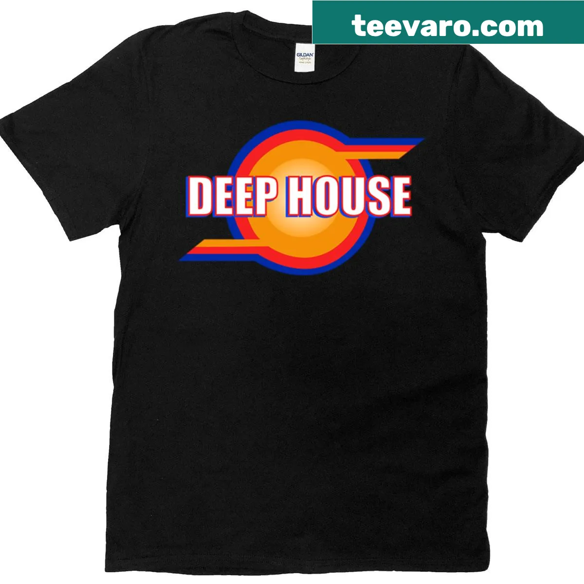 Minimalist deep house music graphic T-shirt — on a men's t-shirt