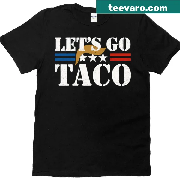 Patriotic taco joke graphic T-shirt in red, white, and blue