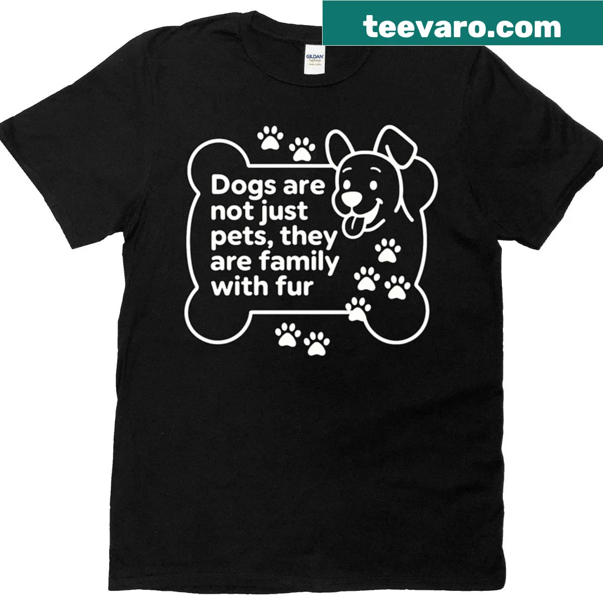 Typography shirt reading 'Dogs Are Not Just Pets They Are Family' — on a men's t-shirt