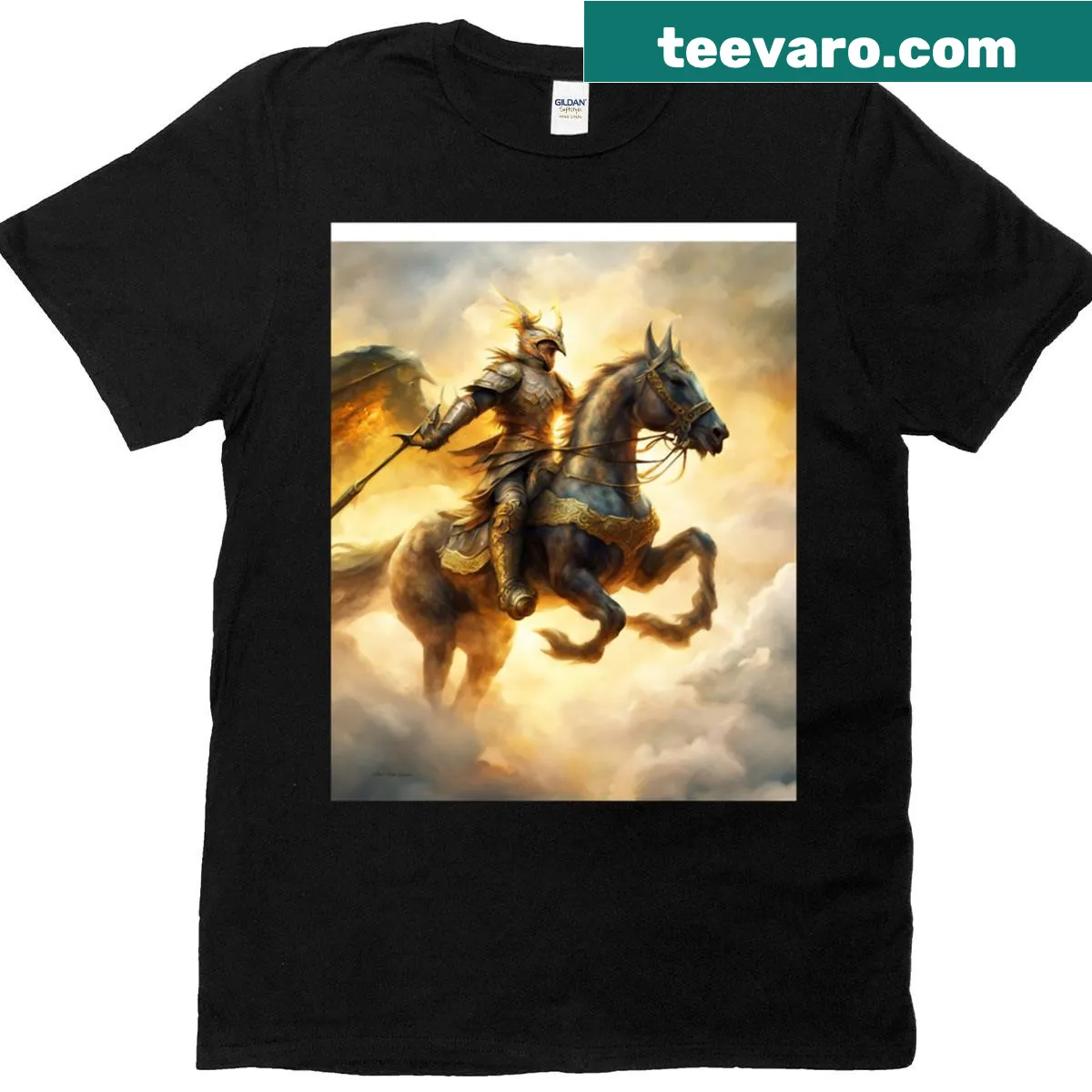 Dramatic dragoon graphic on a stylish T-shirt — on a men's t-shirt