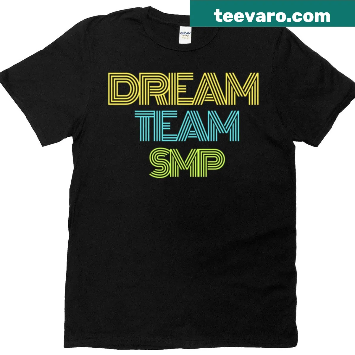 Playful Dream Team SMP graphic T-shirt for gamers — on a men's t-shirt