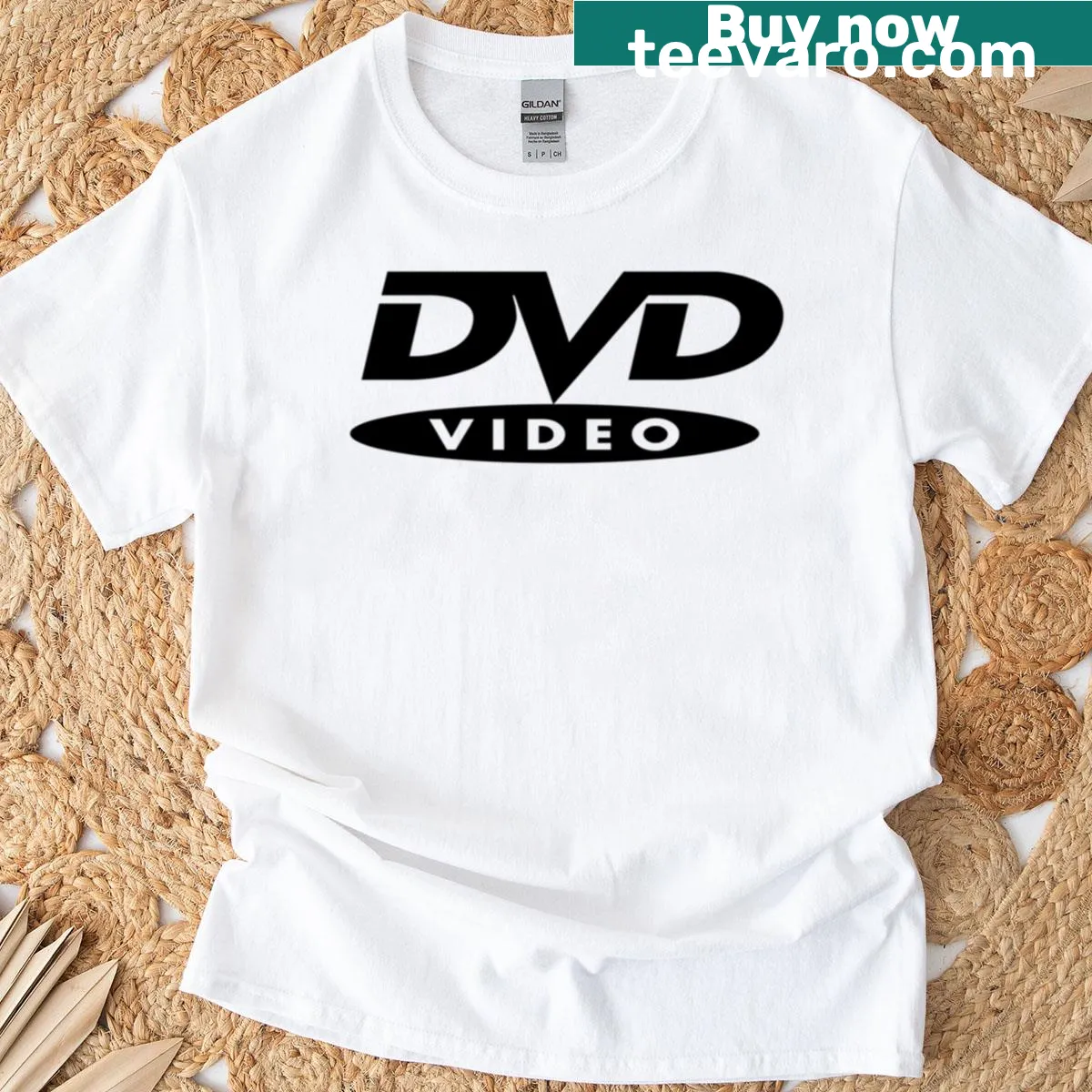 Classic DVD logo graphic on a T-shirt — on a men's t-shirt