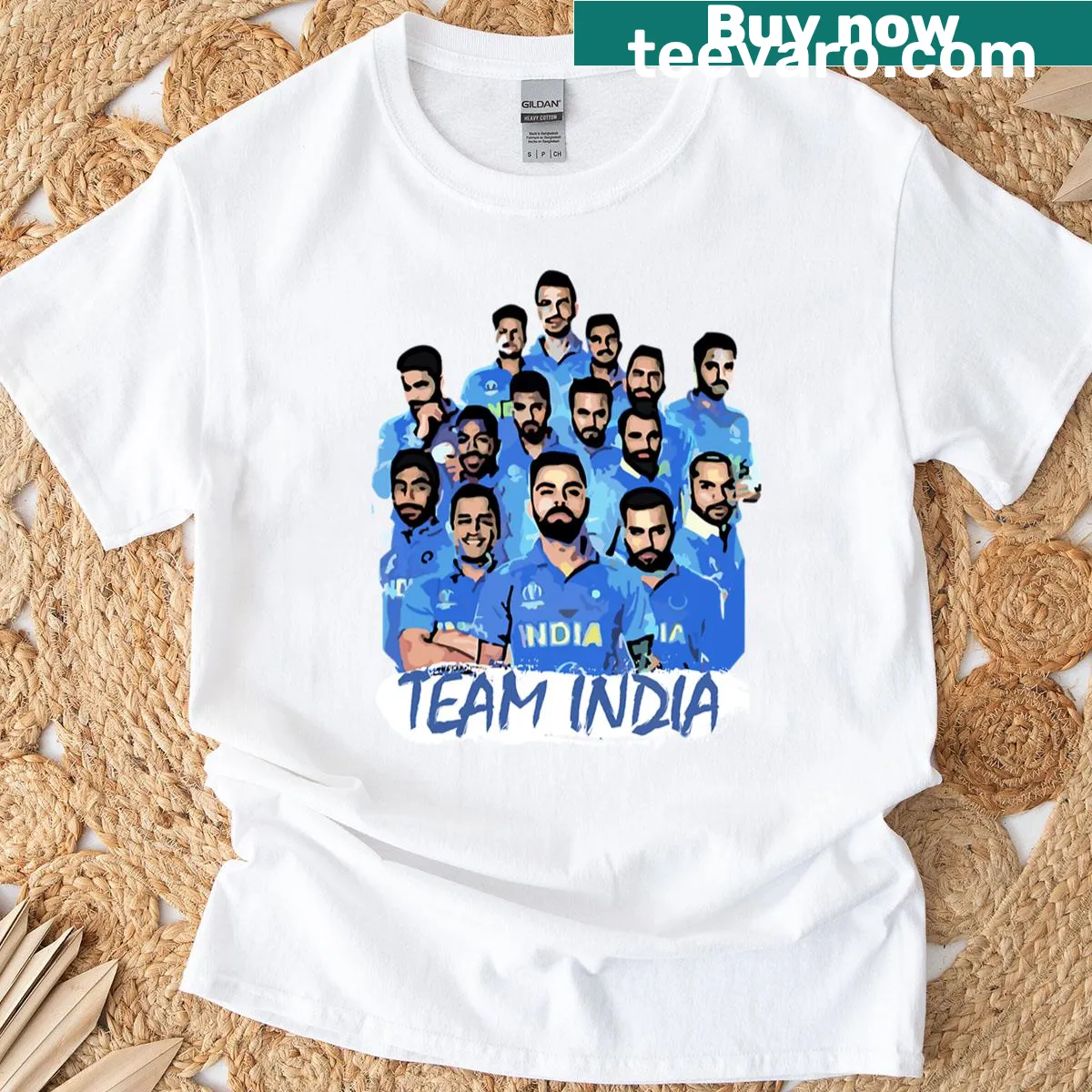 Fasbytes Team India logo on cricket-themed T-shirt — on a men's t-shirt
