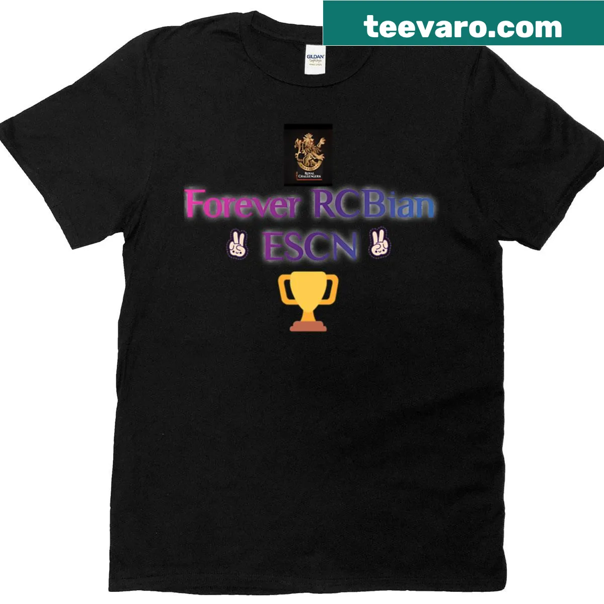 Sleek typography featuring 'Forever Rcbian Escn' on a t-shirt — on a men's t-shirt
