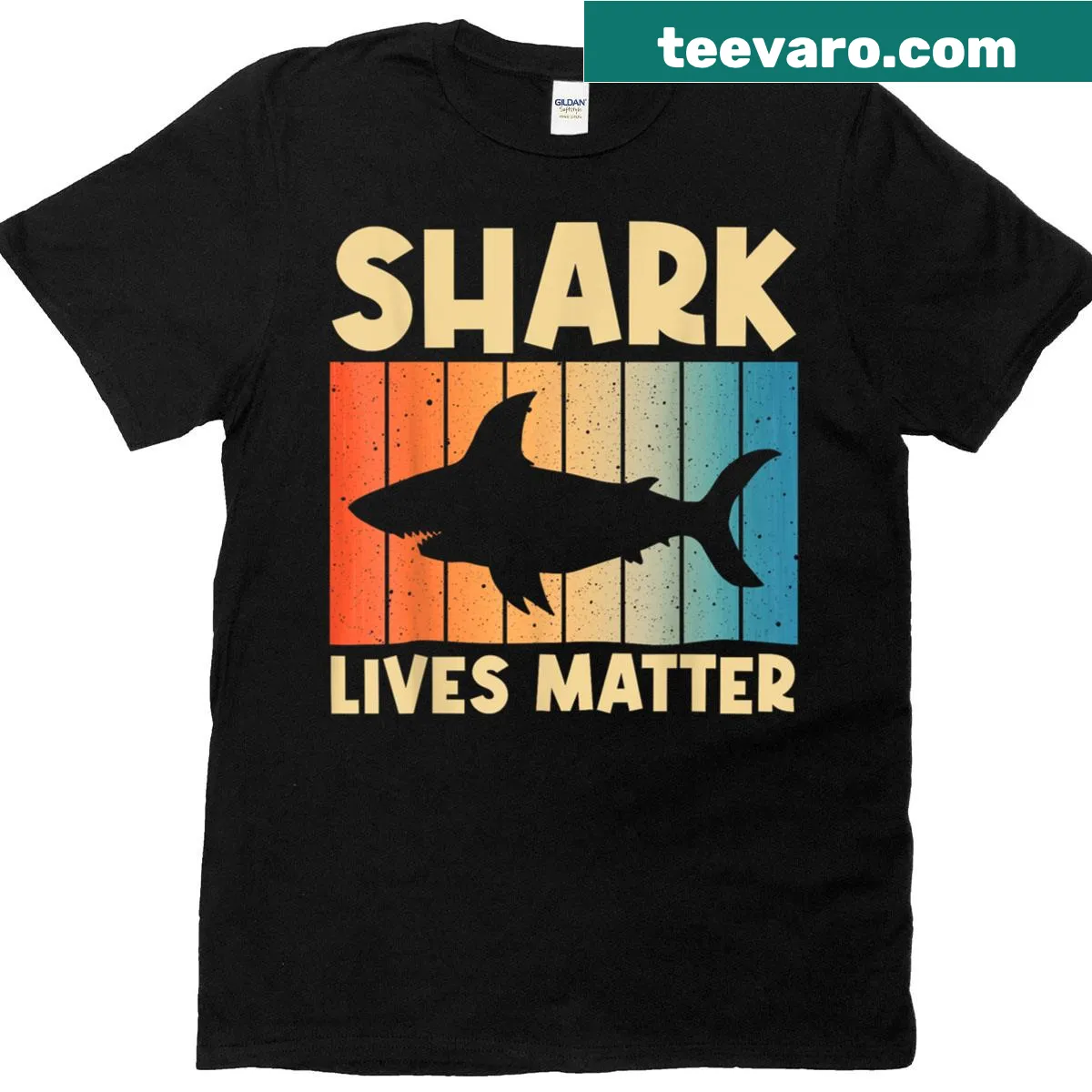 Illustrated shark design t-shirt for ocean lovers — on a men's t-shirt