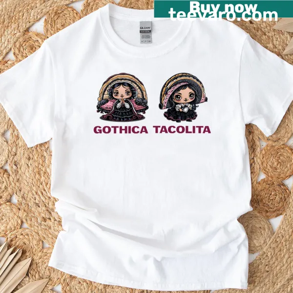 Oversized T-shirt with a cute cartoon gothic taco girl