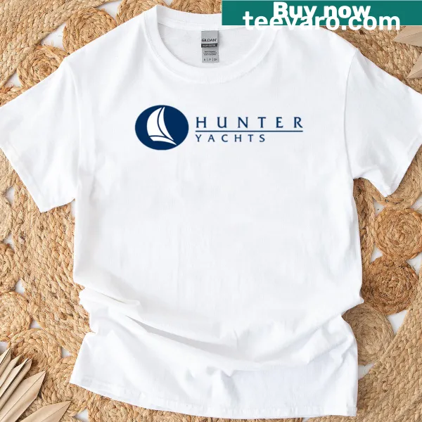 Stylish emblem of Hunter Yachts on a T-shirt