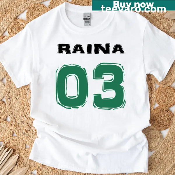 Jersey-style t-shirt featuring Suresh Raina's number 03
