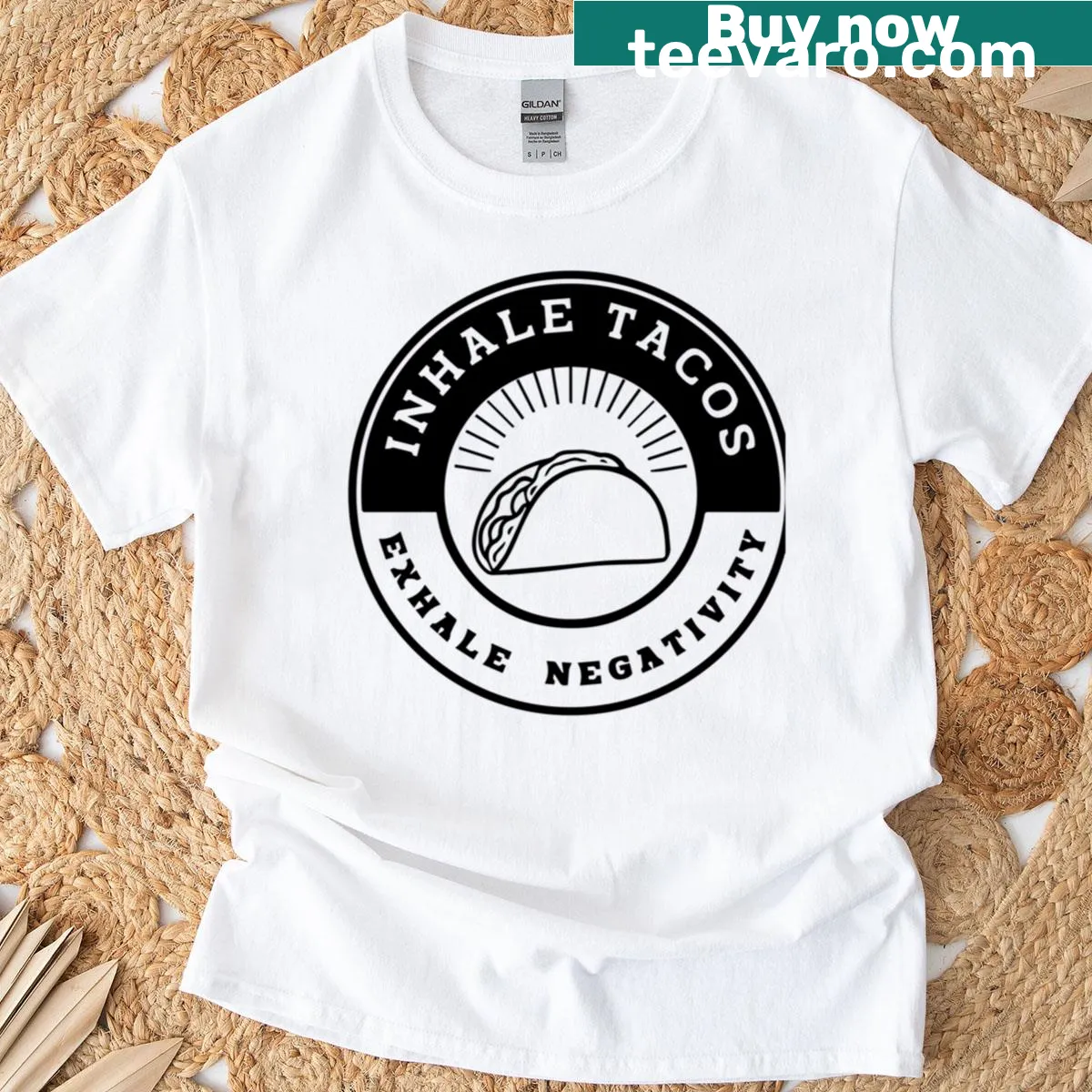 Funny taco lover T-shirt with humorous slogan — on a men's t-shirt