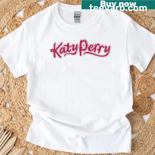 Katy Perry logo design on a casual T-shirt