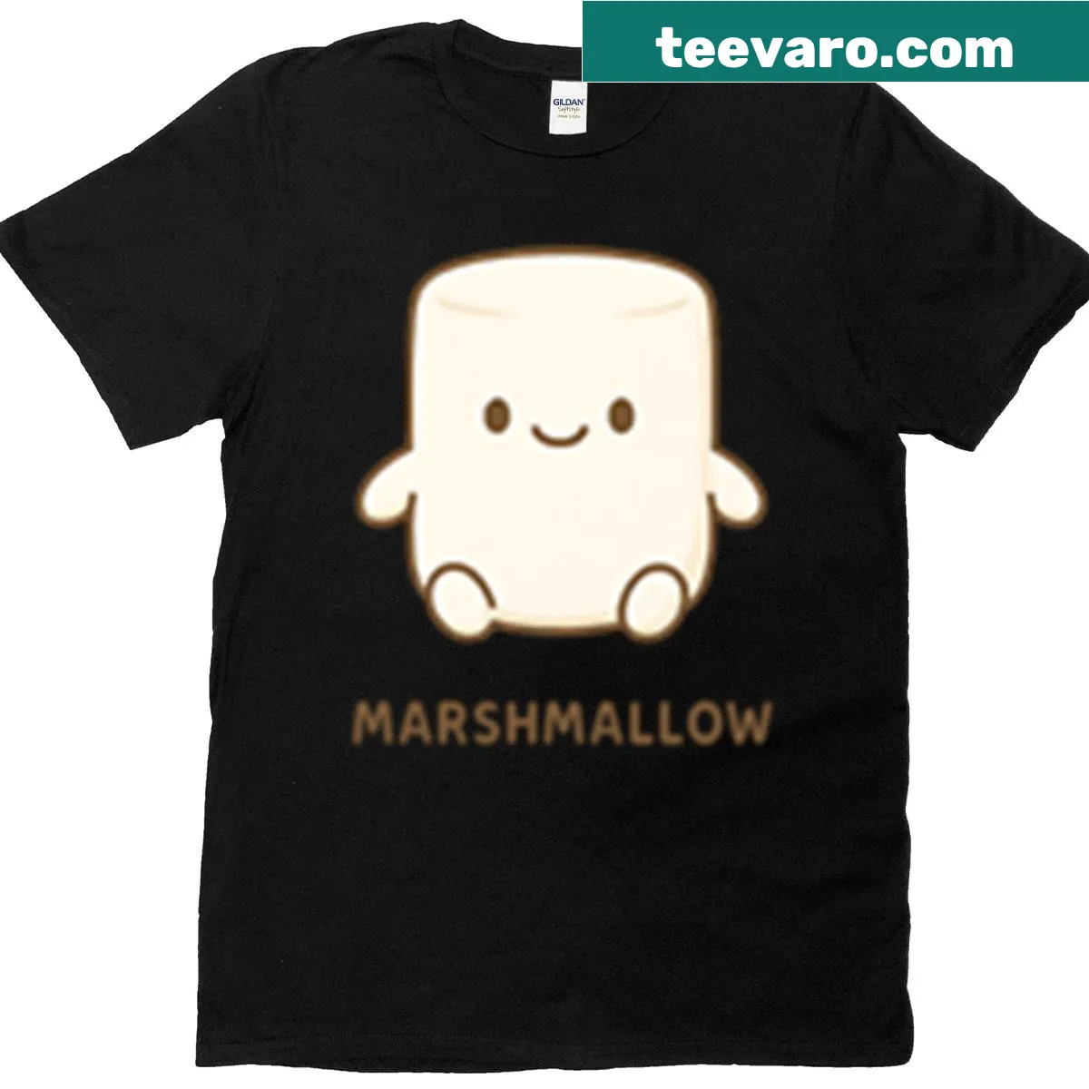 Minimalist cartoon marshmallow character T-shirt for kids — on a men's t-shirt