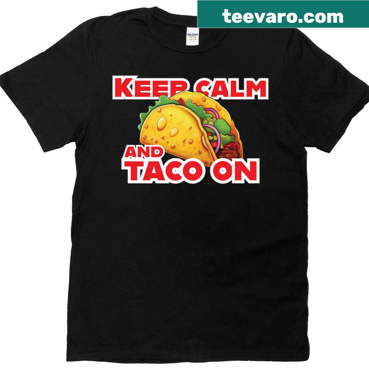 Funny taco-themed T-shirt with slogan — on a men's t-shirt