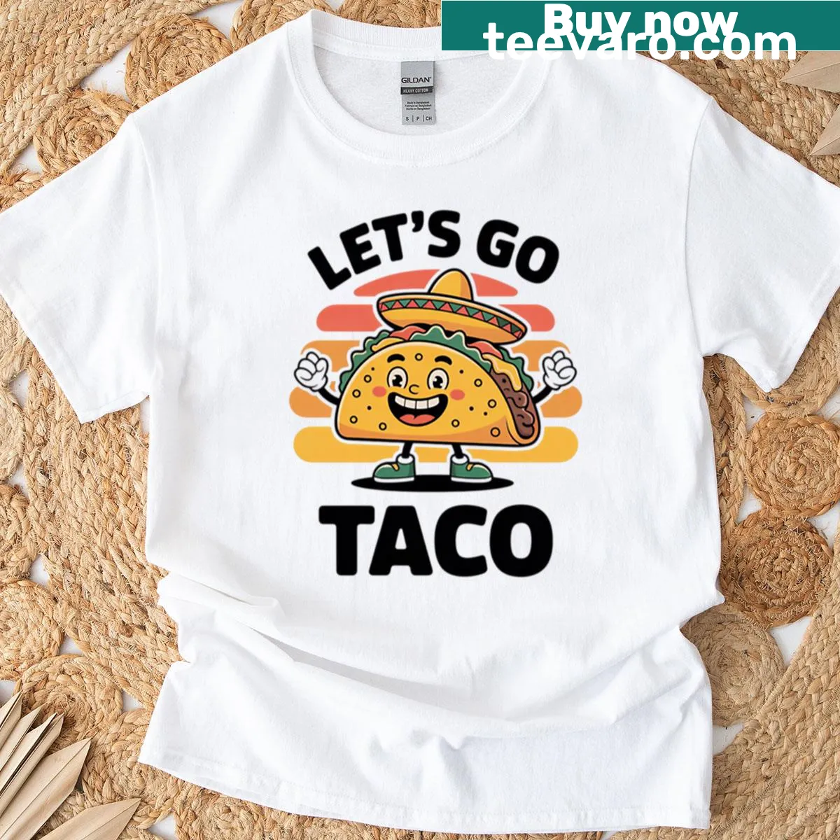 Humorous taco lover t-shirt with playful graphics and text — on a men's t-shirt