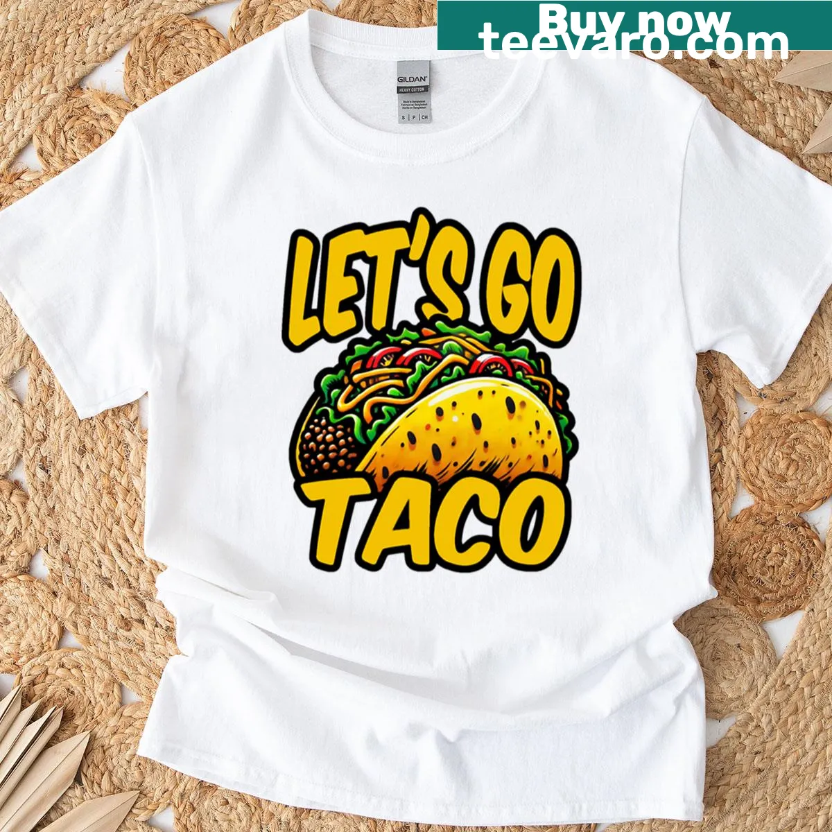 Humorous taco-themed meme T-shirt with playful design — on a men's t-shirt