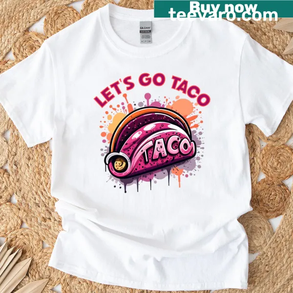 Oversized taco-themed T-shirt featuring street art style graphics.