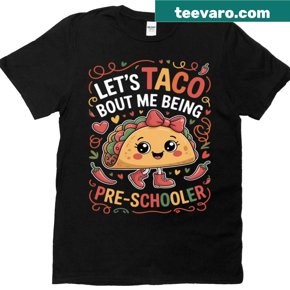 Cute preschooler T-shirt with the phrase 'Lets Taco Bout Me Being Pre-schooler'. — on a men's t-shirt
