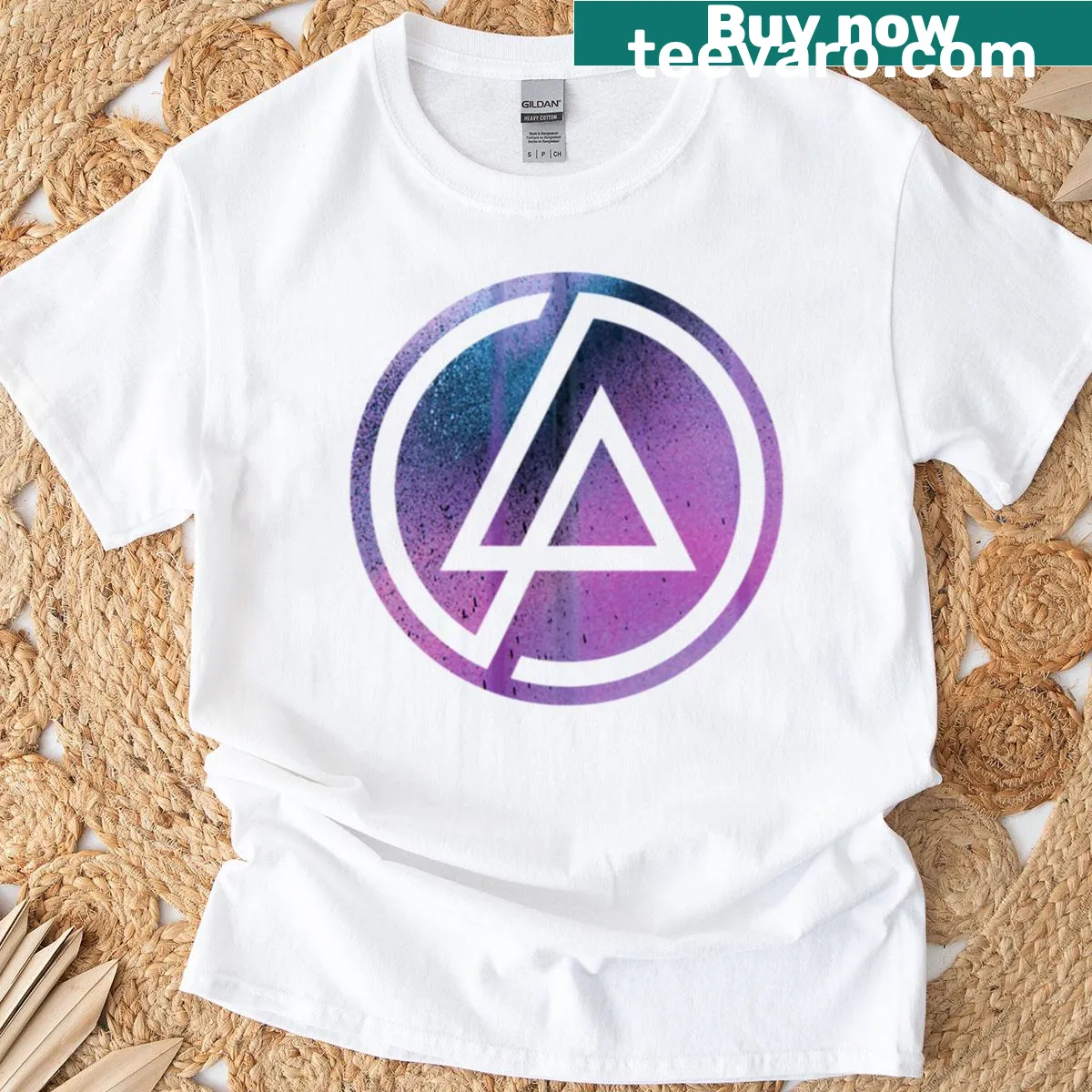 Vintage T-shirt featuring a distressed spraypaint Linkin Park logo. — on a men's t-shirt