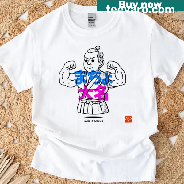 Oversized t-shirt featuring a whimsical Macho Daimyo design