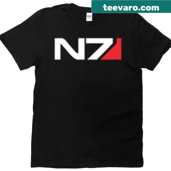 N7 logo from Mass Effect prominently displayed on a T-shirt