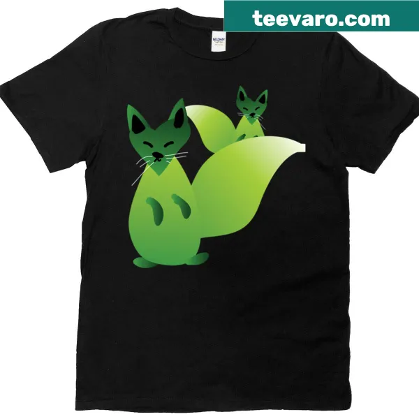 Oversized T-shirt with playful fox illustrations and matcha theme