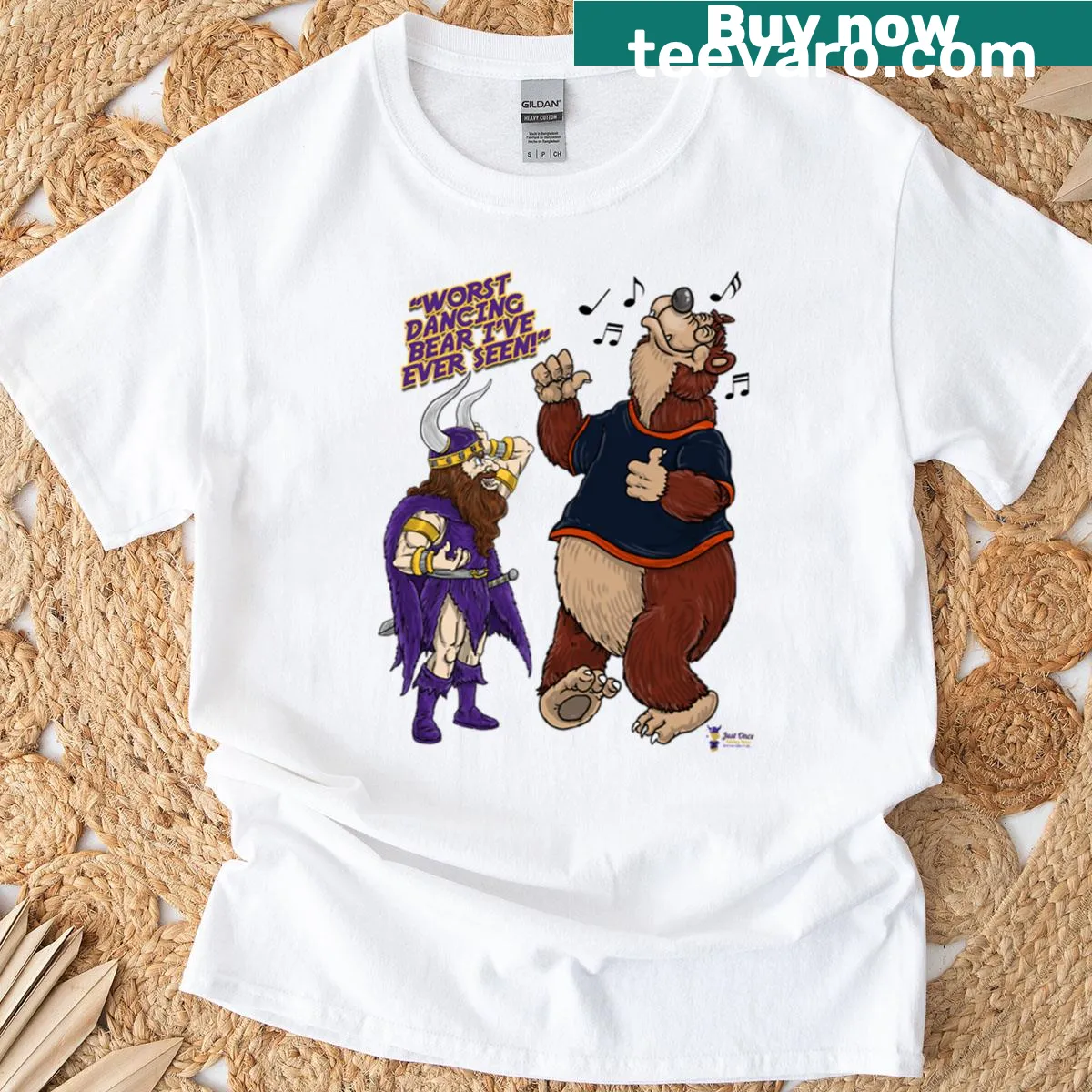 Minnesota Vikings football team graphic t-shirt — on a men's t-shirt