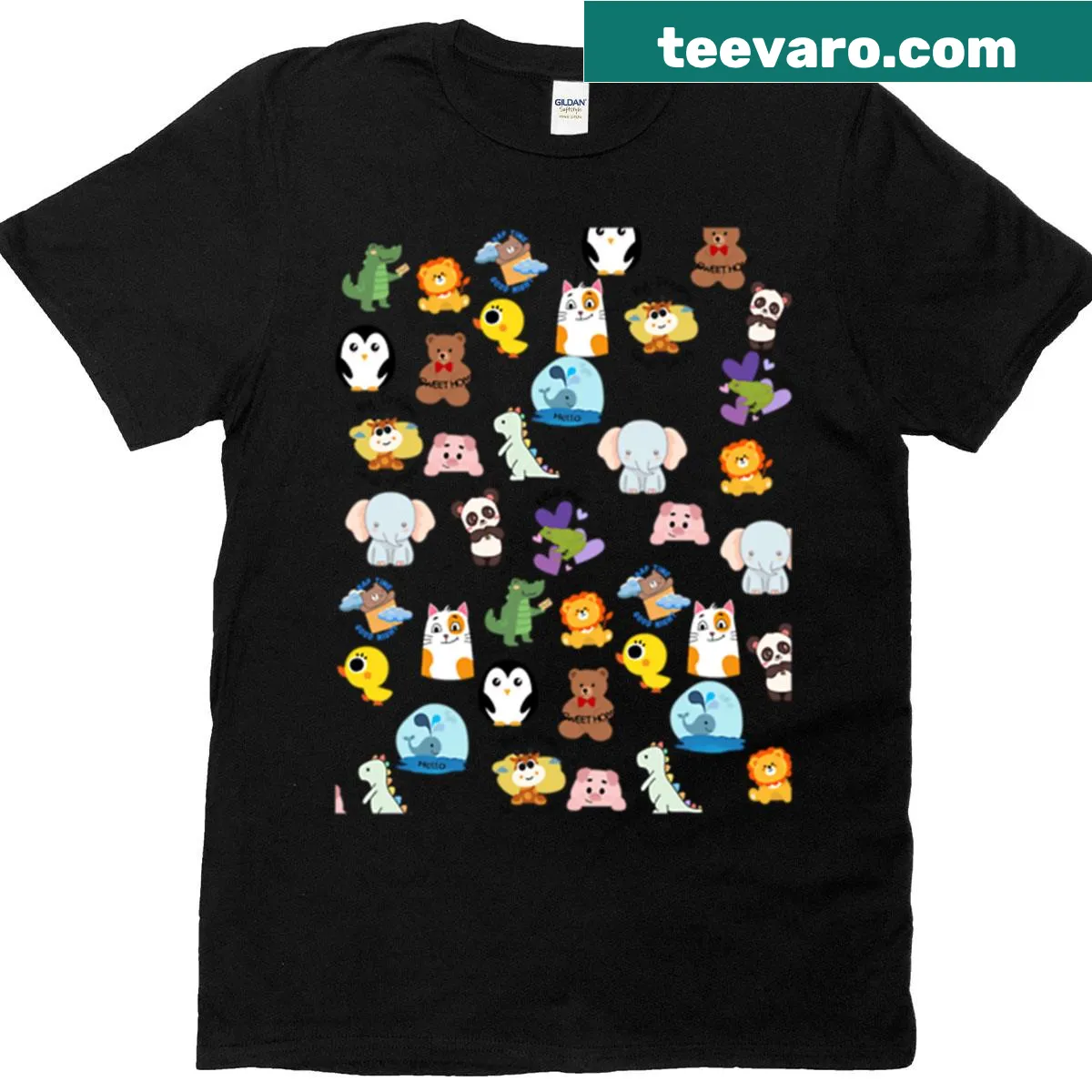 Cute zoo animals and toys illustration on a T-shirt for kids. — on a men's t-shirt