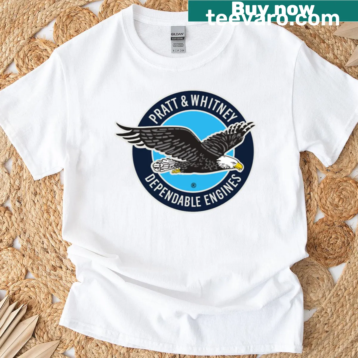 Pratt & Whitney logo illustrated on a t-shirt — on a men's t-shirt