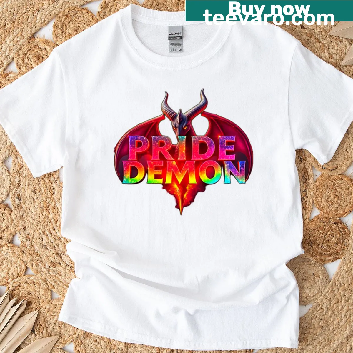 Illustration of a demon character on a t-shirt — on a men's t-shirt