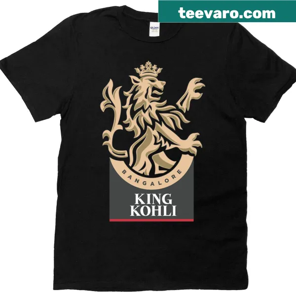 Illustrative King Kohli graphic on Rcb T-shirt for cricket fans