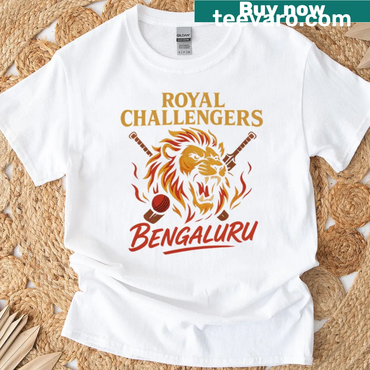 Illustration of RCB Lion Flame for Royal Challengers Bengaluru on T-shirt — on a men's t-shirt