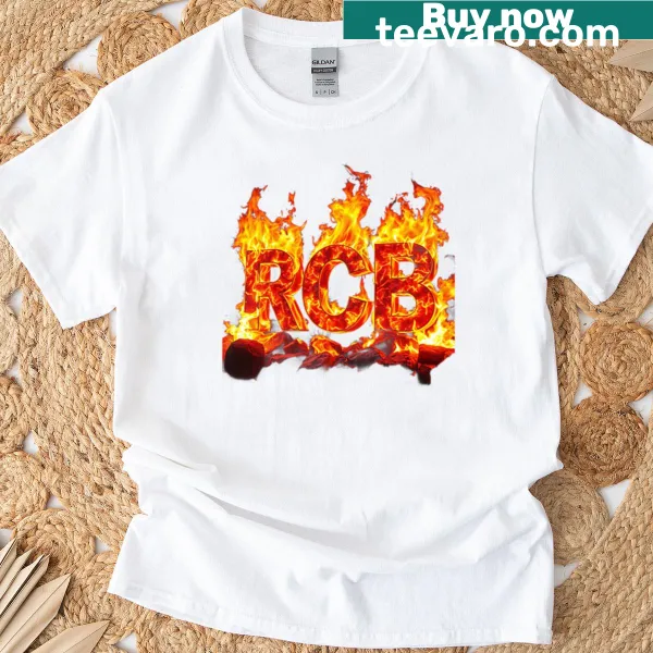 3D blazing passion graphic on Rcb On Fire oversized T-shirt