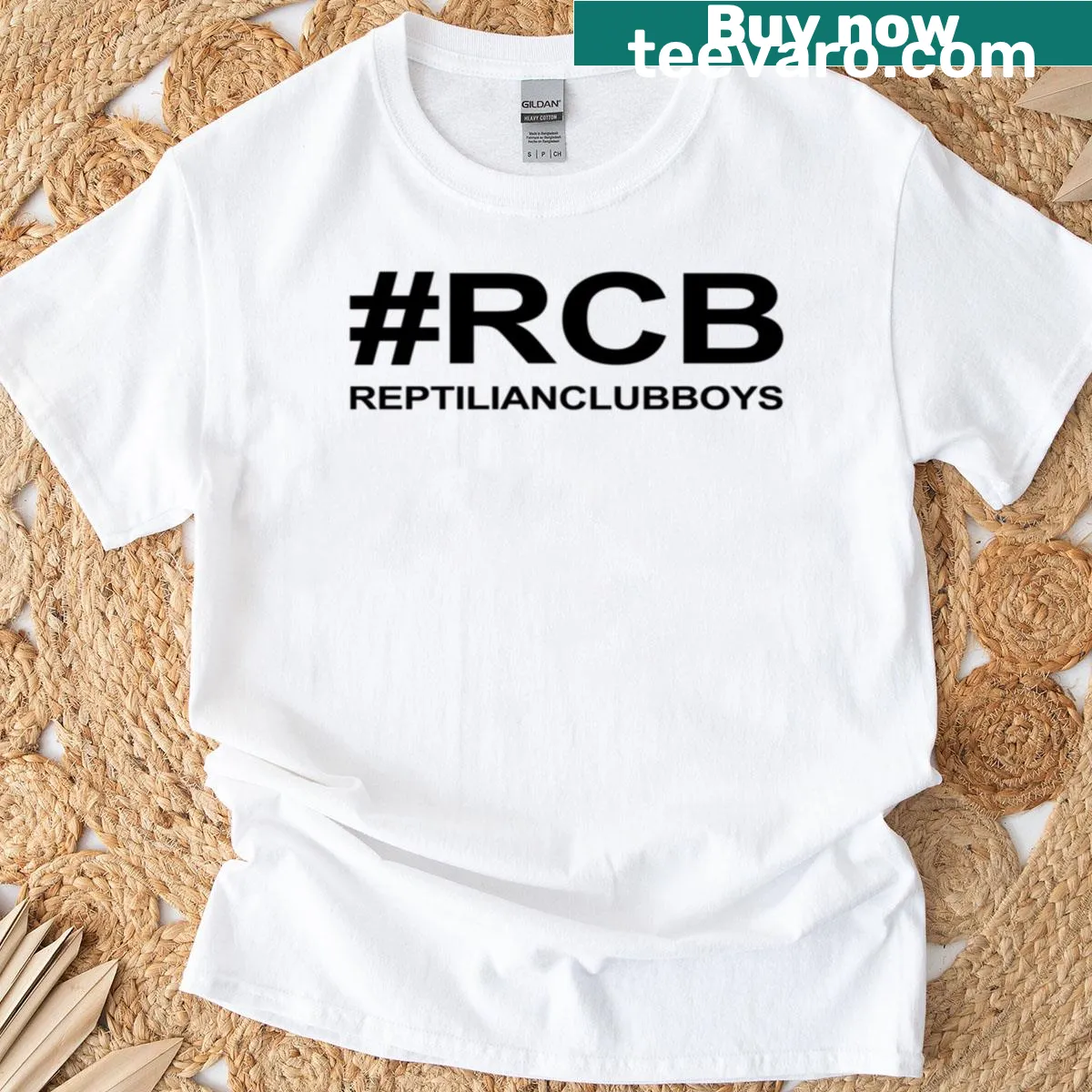 T-shirt featuring a cartoon graphic of reptilian club boys — on a men's t-shirt