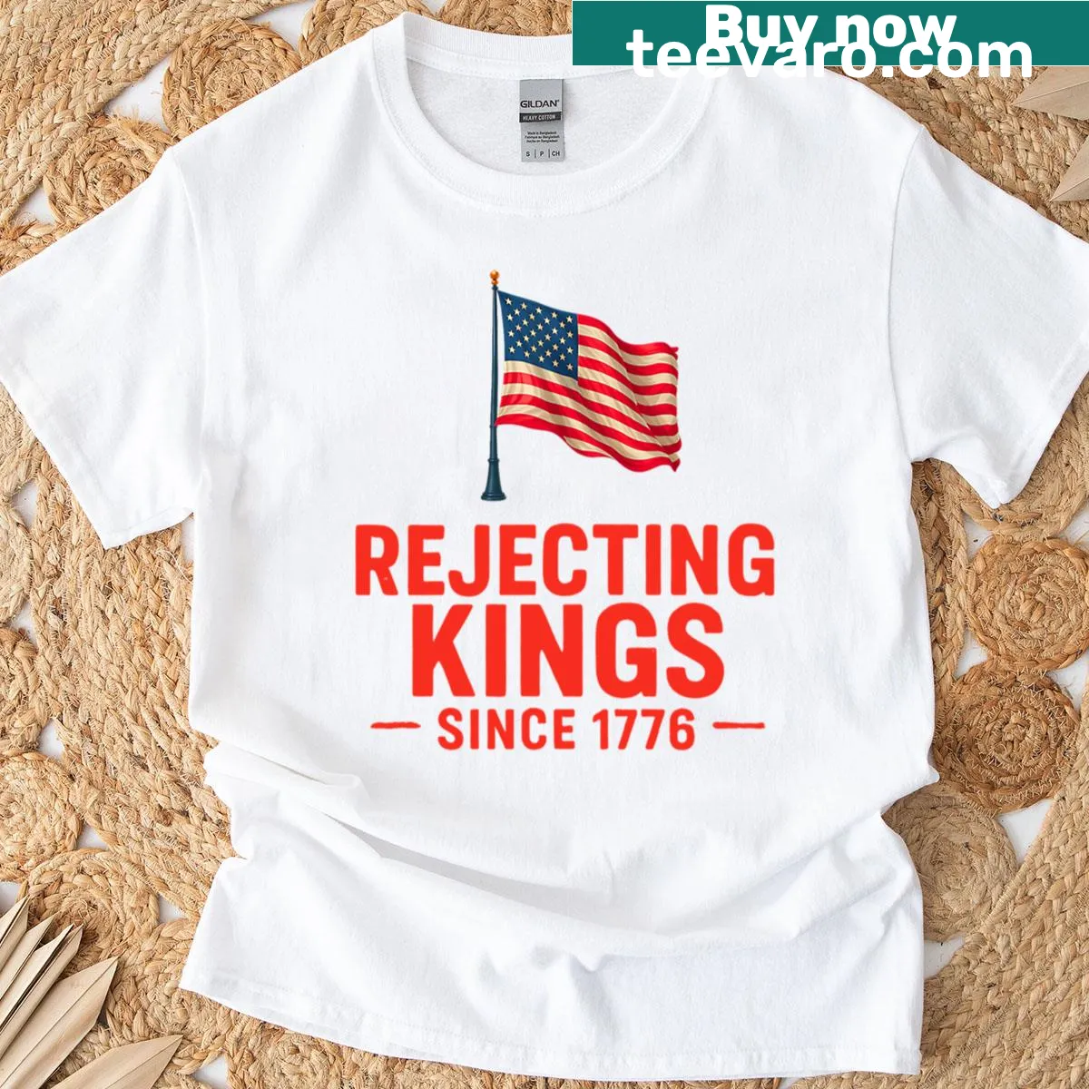 T-shirt featuring flag-patterned glasses and patriotic text — on a men's t-shirt