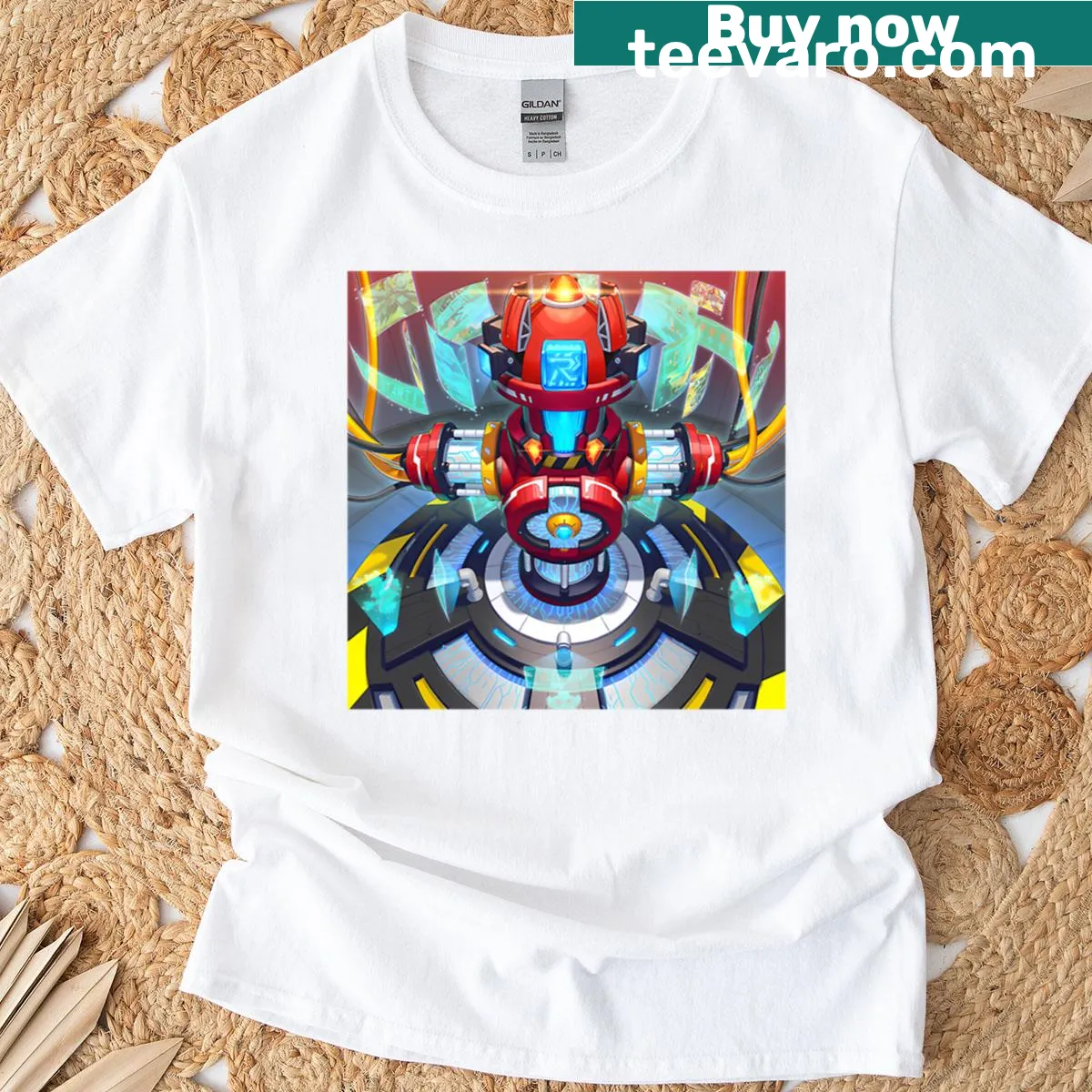 Oversized T-shirt featuring a rescue-themed graphic — on a men's t-shirt
