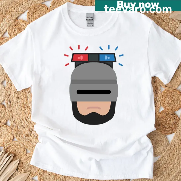 T-shirt featuring Robocop illustration with flashing lights
