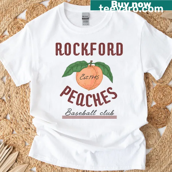 Retro t-shirt featuring Rockford Peaches team name