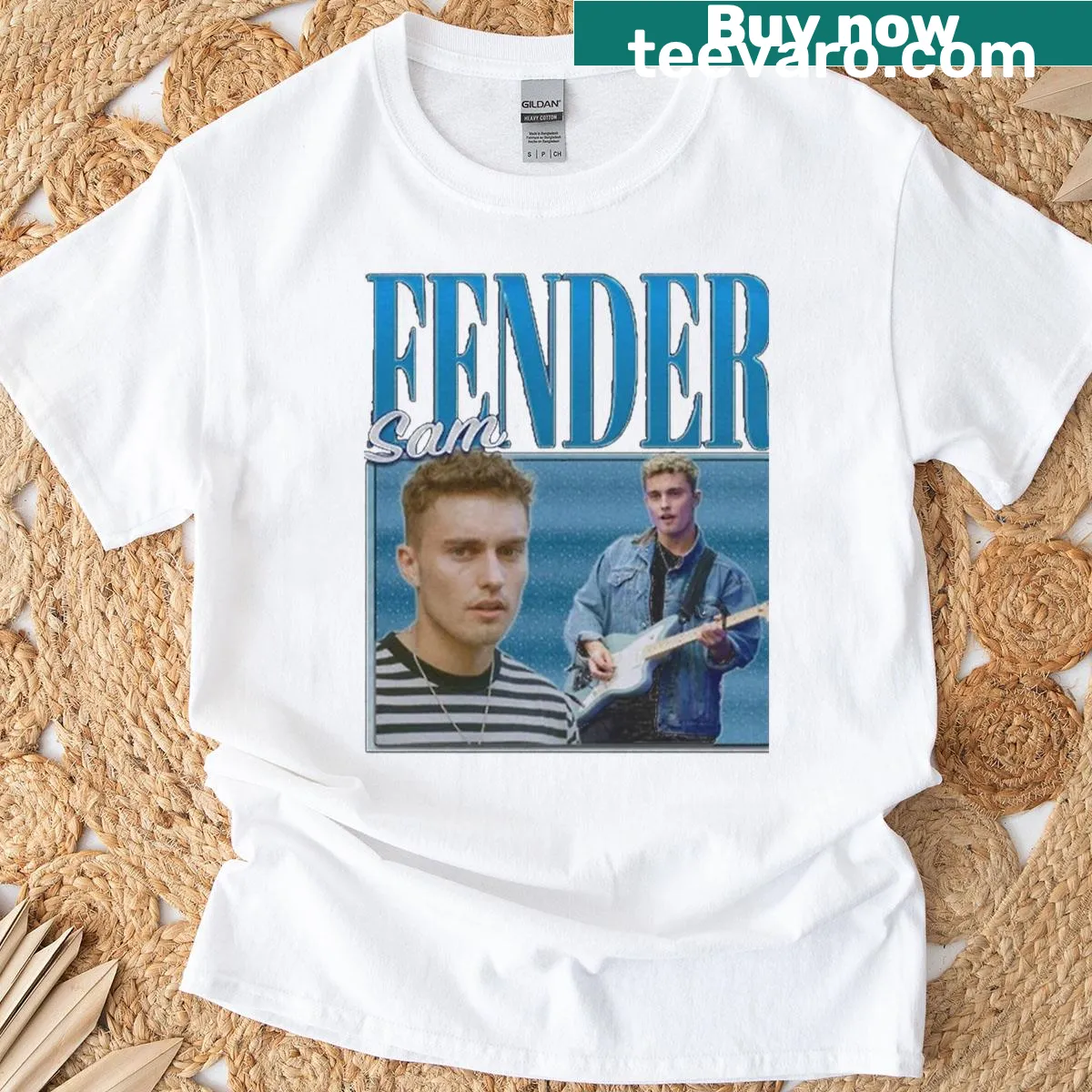 Sam Fender printed T-shirt with music-inspired design — on a men's t-shirt