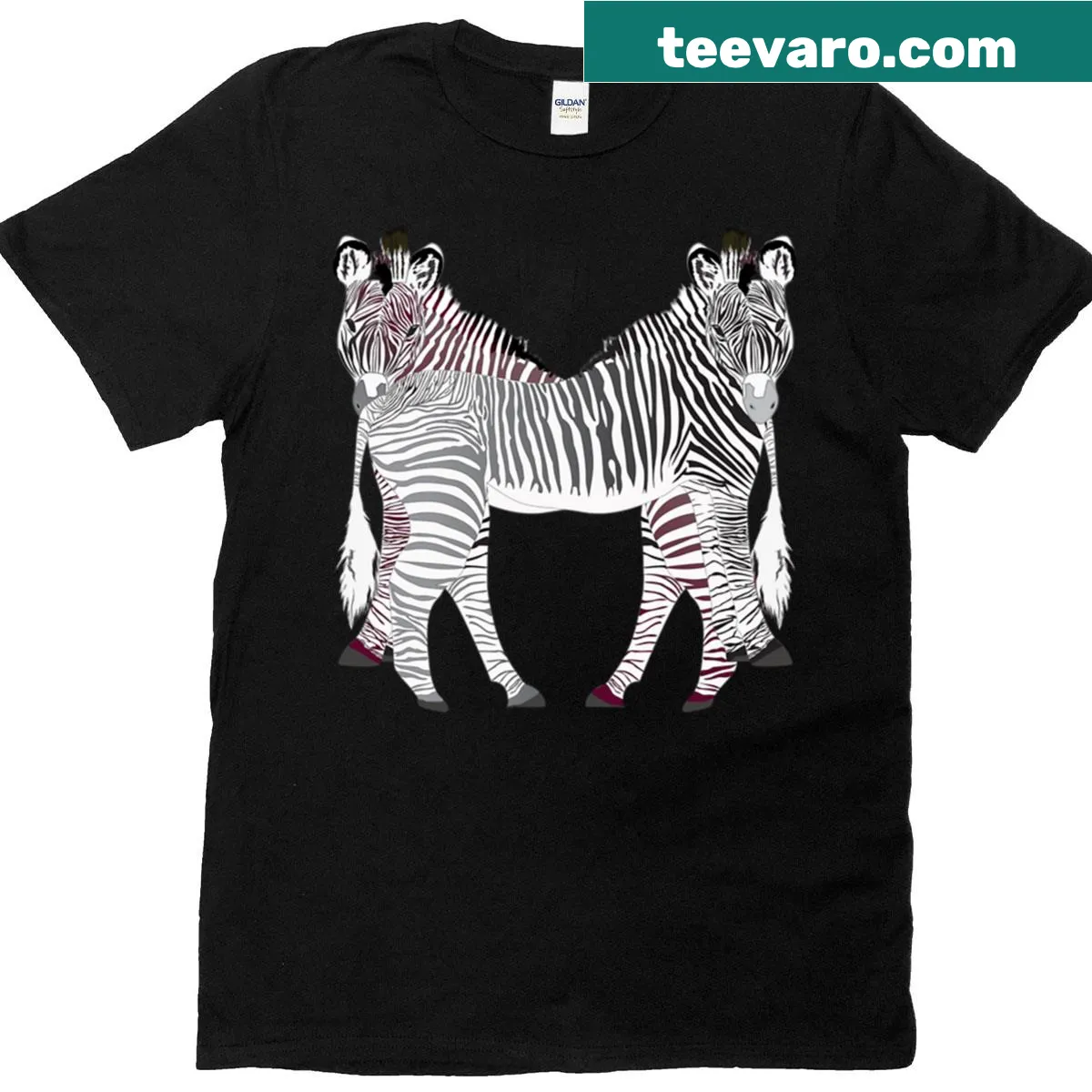 Illustration of twin zebras on an oversized T-shirt — on a men's t-shirt