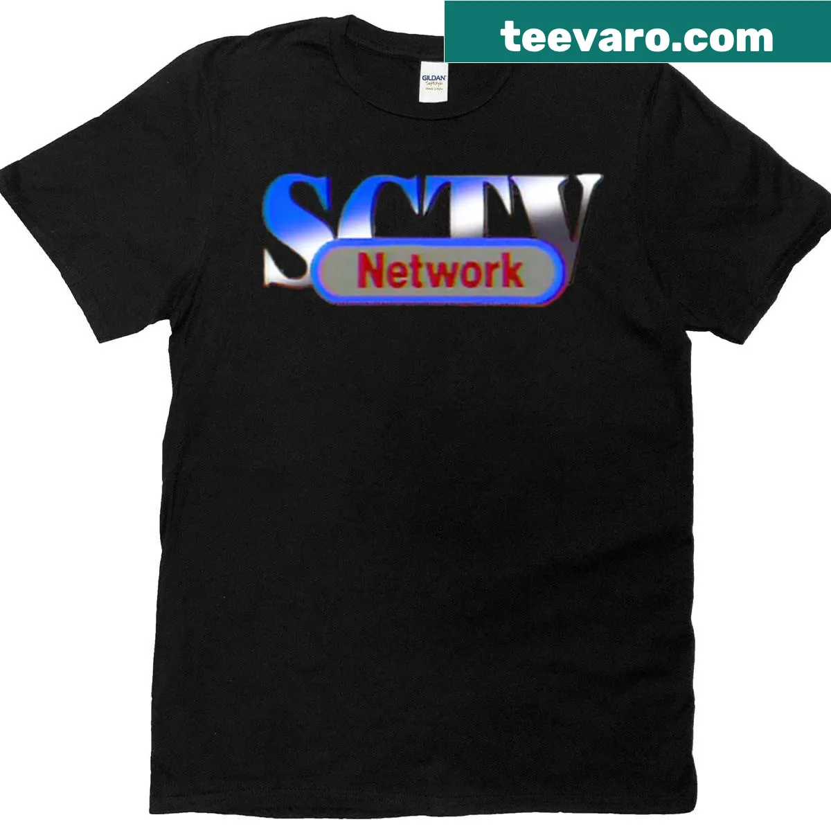 SCTV logo graphic on a casual tee — on a men's t-shirt