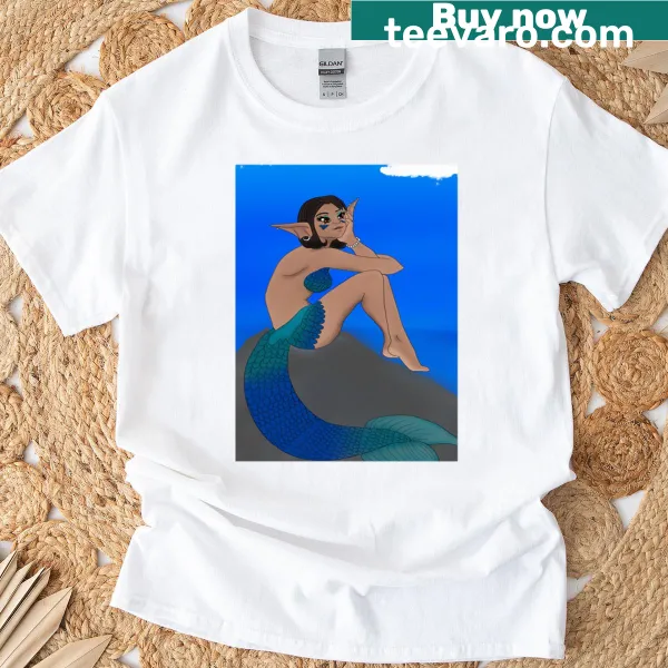 Seaside-themed T-shirt with a playful graphic and text