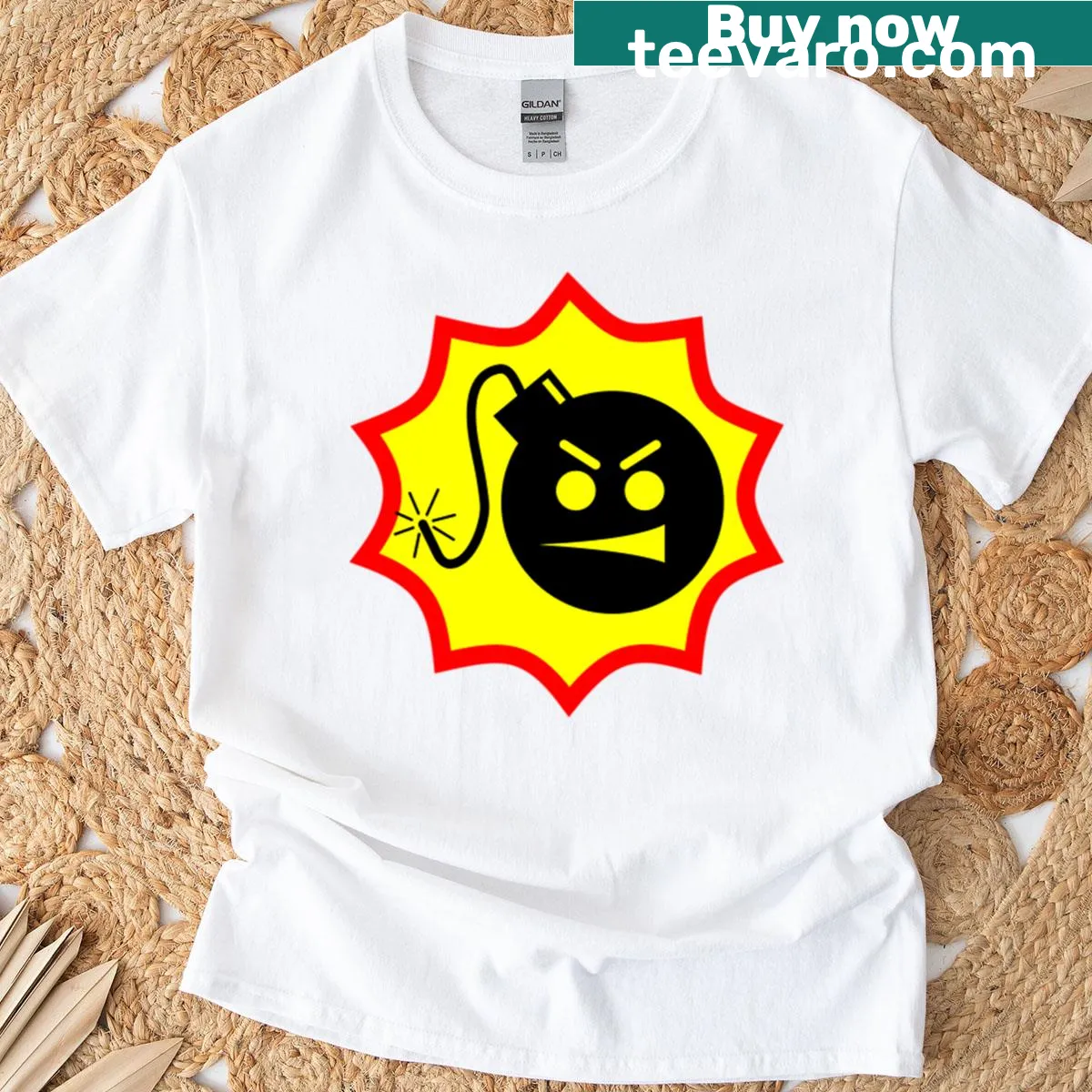 Bold Serious Sam logo graphic on T-shirt — on a men's t-shirt