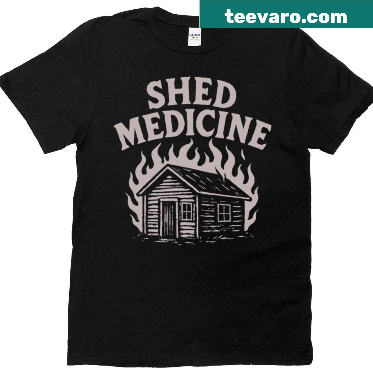 Shed Medicine logo on a professional T-shirt — on a men's t-shirt