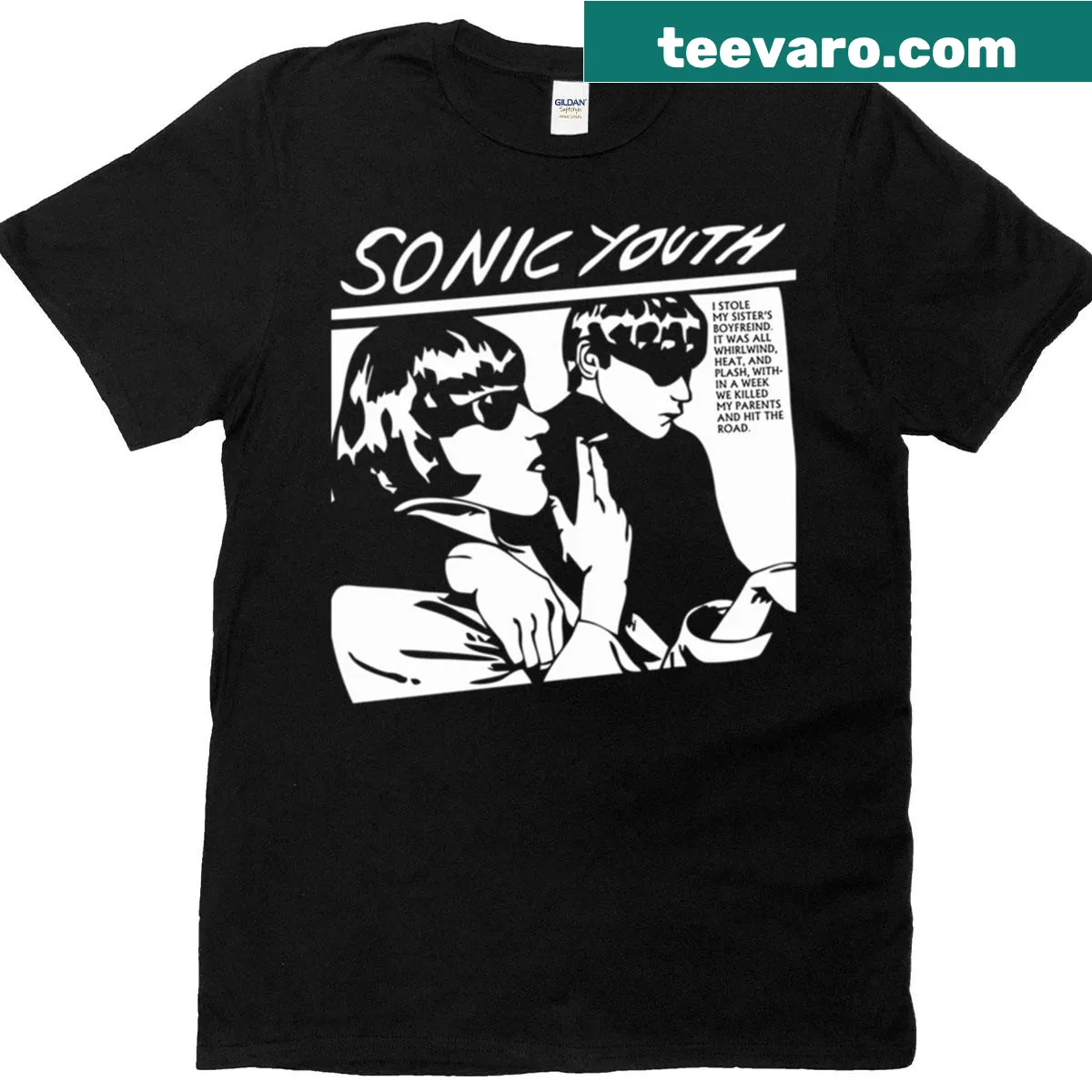 Sonic logo design on a gaming t-shirt — on a men's t-shirt