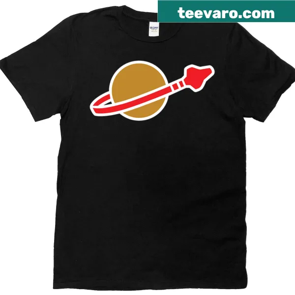 Space-themed logo T-shirt celebrating exploration and the cosmos.