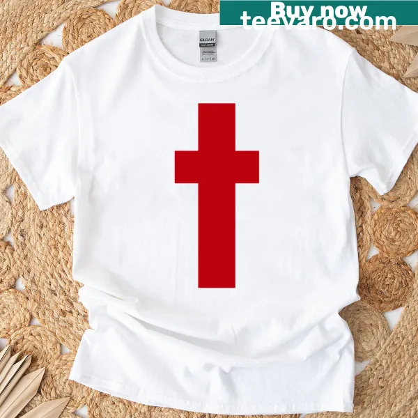 Oversized T-shirt featuring St. Camillus De Lellis and a red cross