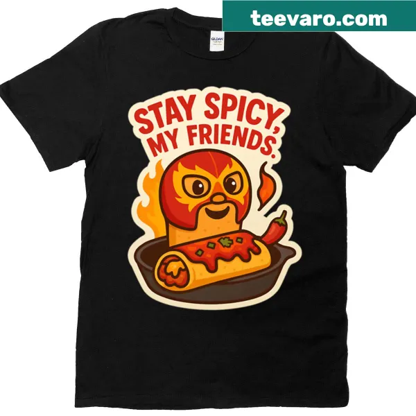 Funny enchilada luchador sticker graphic t-shirt