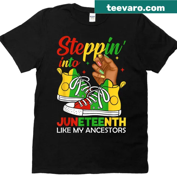 Illustration of an Afro woman celebrating Juneteenth on a t-shirt