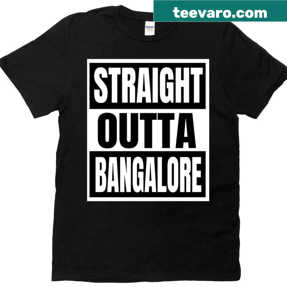 Straight Outta Bangalore typography on a t-shirt — on a men's t-shirt