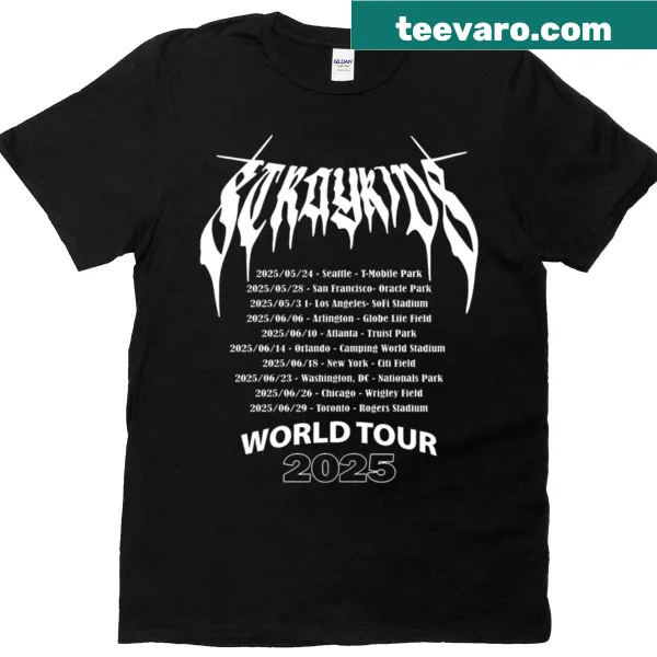 T-shirt promoting Stray Kids World Tour 2025 in the US
