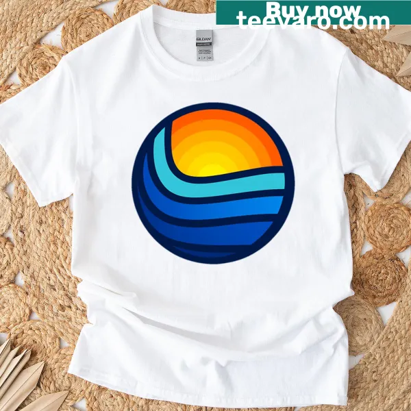 T-shirt depicting sun and surf themes